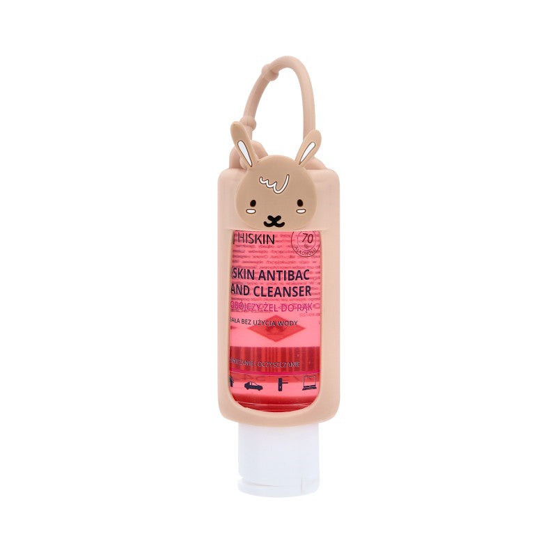 HISKIN ANTIBAC Gel mains biocide au parfum de framboise en étui, Lapin 75ml