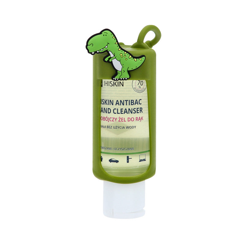 HISKIN ANTIBAC Gel mains biocide au parfum de mangue en étui, Dinosaure 75ml