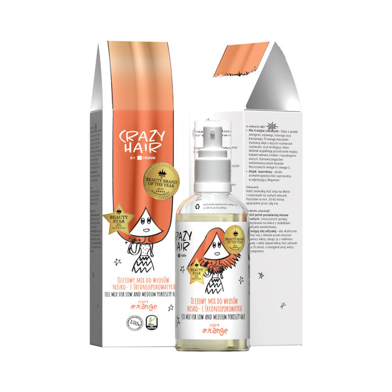 HISKIN CRAZY HAIR Mélange d'huiles pour cheveux à porosité faible et moyenne au parfum d'orange 100 ml