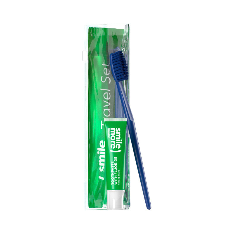 HISKIN DENTAL SMILE MORE Coffret de voyage, brosse à dents + dentifrice Menthe Douce 30 ml