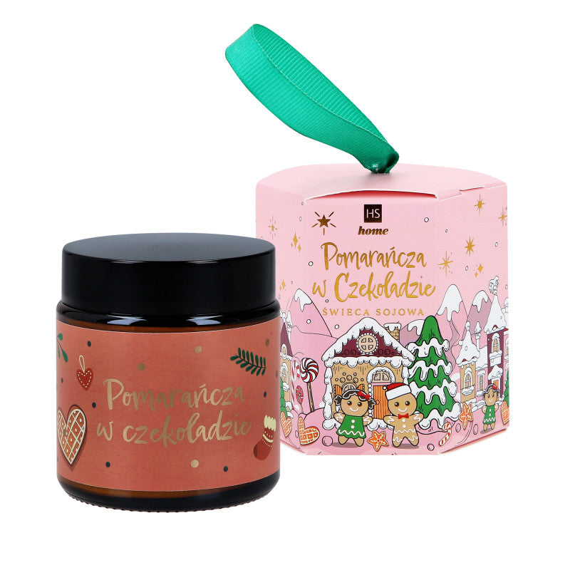 HISKIN HOME Bougie de Noël au soja, Orange en chocolat 100g