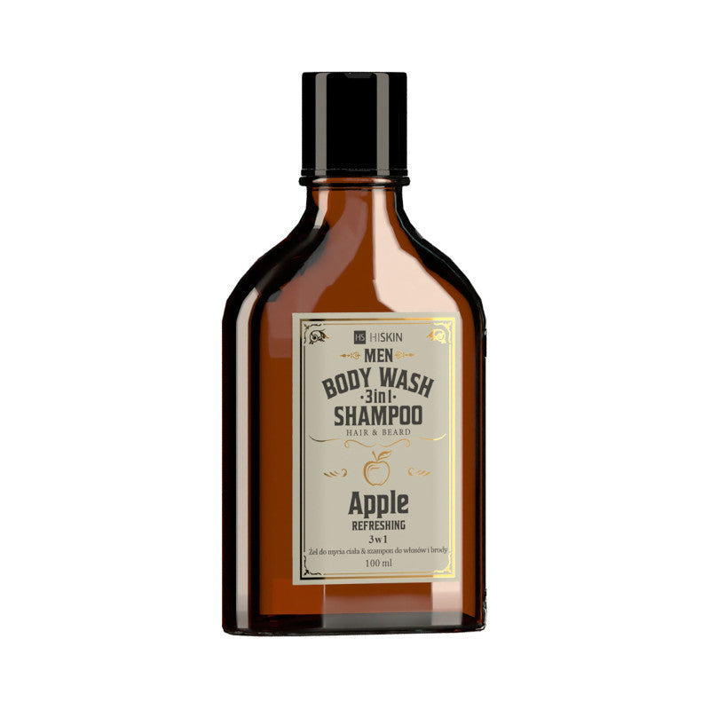 HISKIN MEN BODY WASH WHISKY APPLE 3EN1 Gel douche et shampoing polyvalent pour cheveux et barbe 100 ml