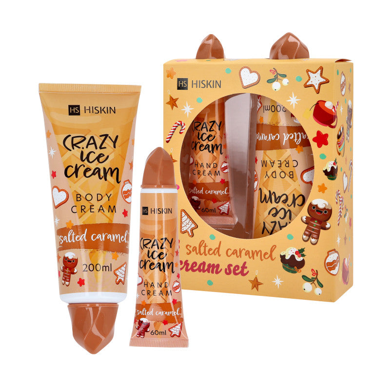 HISKIN XMASS SALTED CARAMEL Coffret, lotion pour le corps et crème pour les mains, Caramel Salé 200 ml + 60 ml