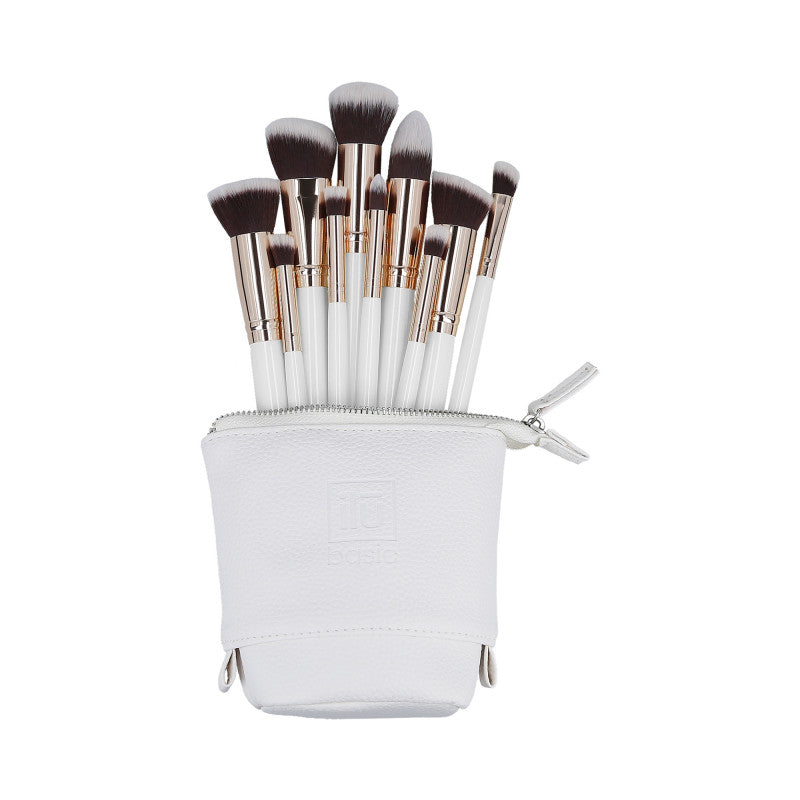 ilū basic Set de 10 pinceaux à maquillage + pochette, Blanc