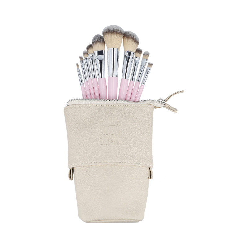 ilū basic Set de 10 pinceaux à maquillage + pochette, Rose