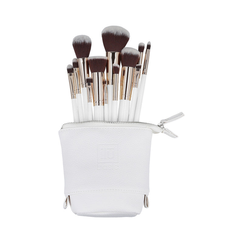ilū basic Set de 12 pinceaux à maquillage + pochette, Blanc