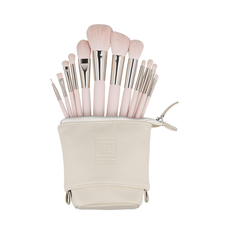 ilū basic Set de 12 pinceaux maquillage + étui, Rose