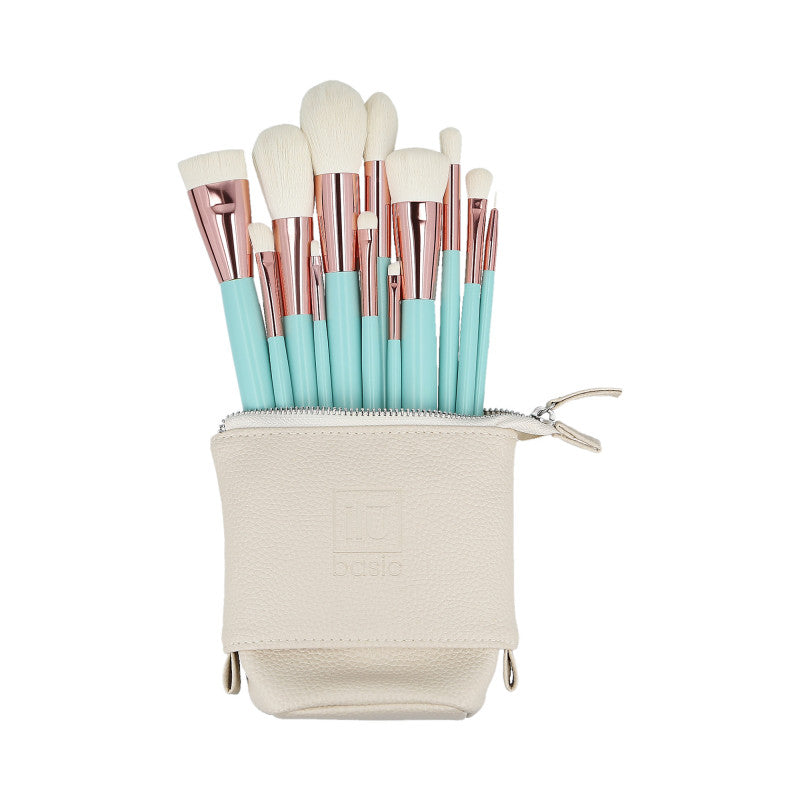 ilū basic Set de 12 pinceaux à maquillage + pochette, Turquoise