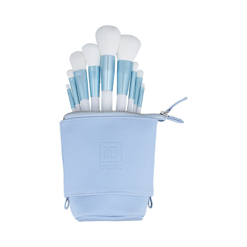 ilū basic Set de 9 pinceaux maquillage + étui, Bleu