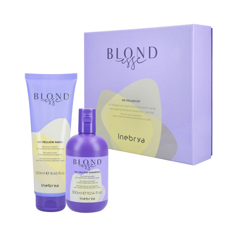 INEBRYA BLONDESSE NO YELLOW Shampooing 300 ml + masque 250 ml pour cheveux blonds, décolorés et gris