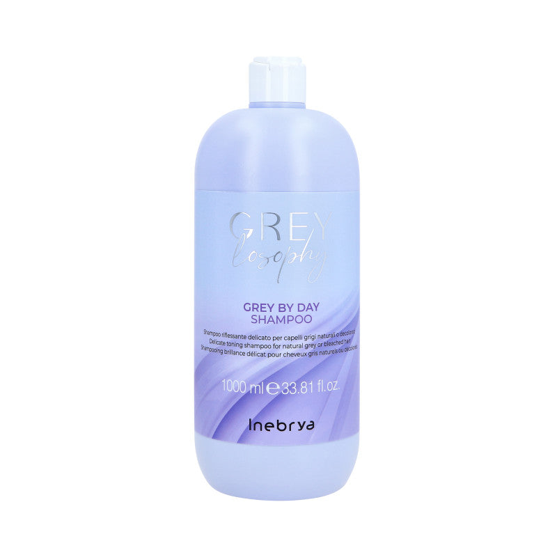 INEBRYA GREYLOSOPHY GREY BY DAY Shampoing nettoyant en douceur pour cheveux gris et décolorés 1000ml