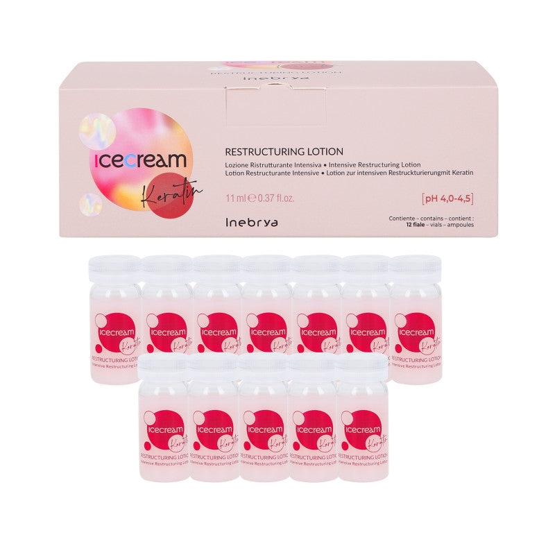 INEBRYA ICE CREAM KERATIN Ampoules capillaires régénérantes à la kératine 12x11ml