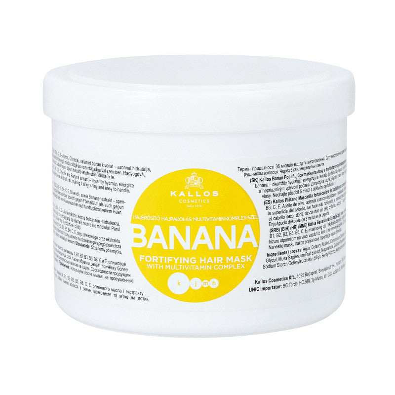 KALLOS KJMN BANANE Masque régénérant intensif pour cheveux secs et abîmés 500 ml