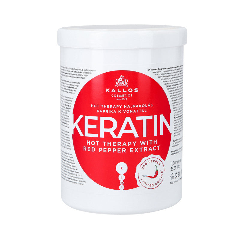 KALLOS KJMN KERATIN HOT THERAPY Masque capillaire à la kératine et à l'extrait de piment 1000 ml