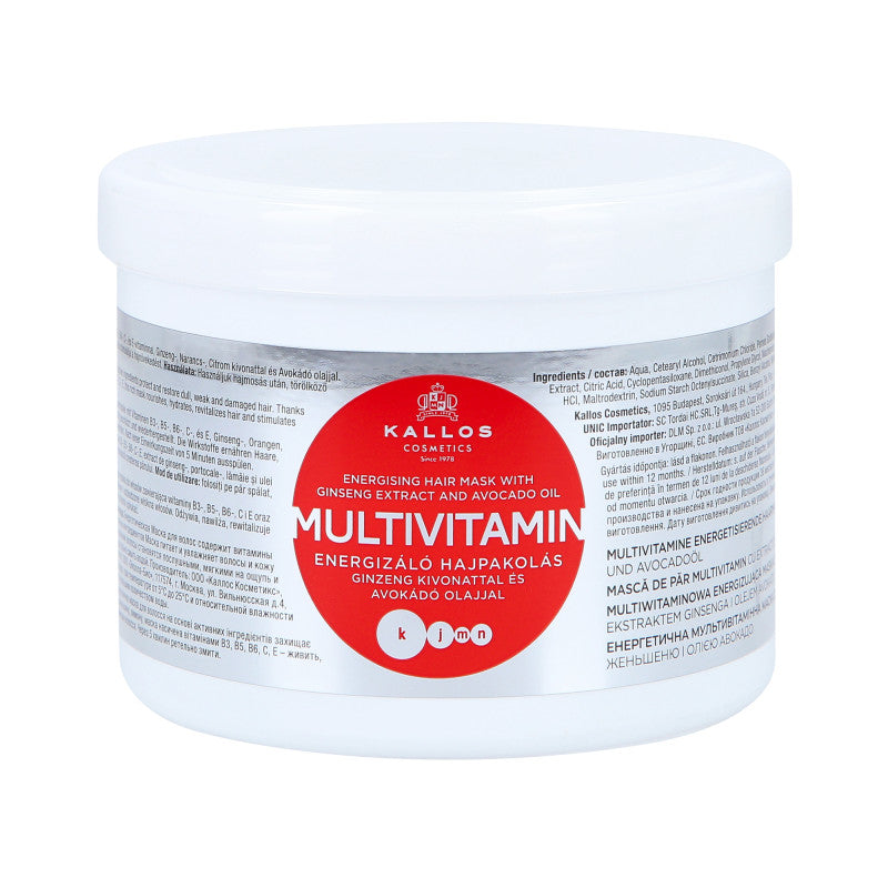 KALLOS KJMN MULTIVITAMIN Masque capillaire à l'huile d'avocat 500ml