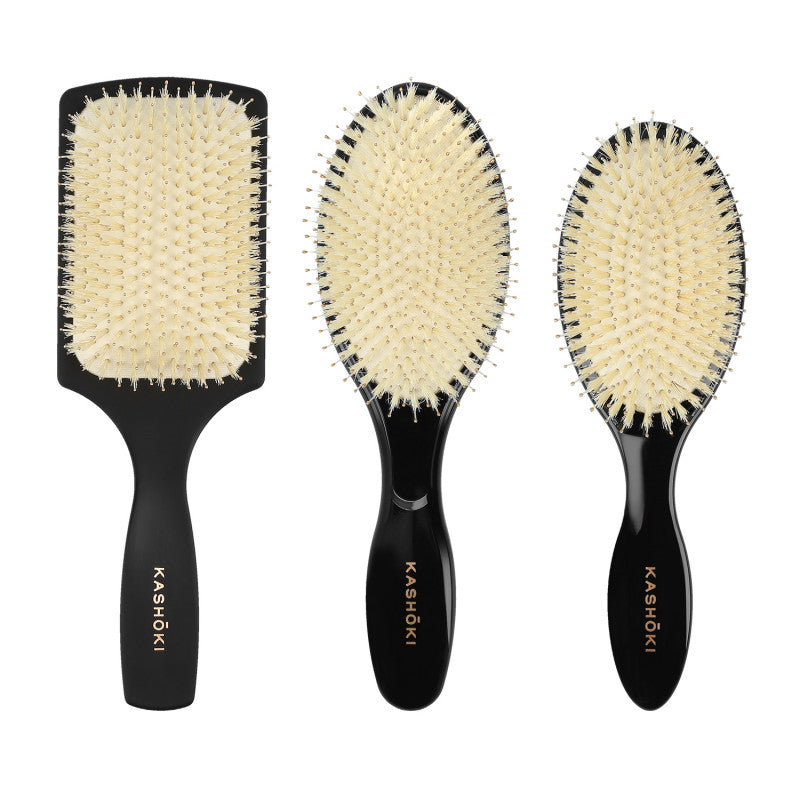 KASHŌKI Smooth White Detangler Zestaw 3 szczotek z białym włosiem dzika
