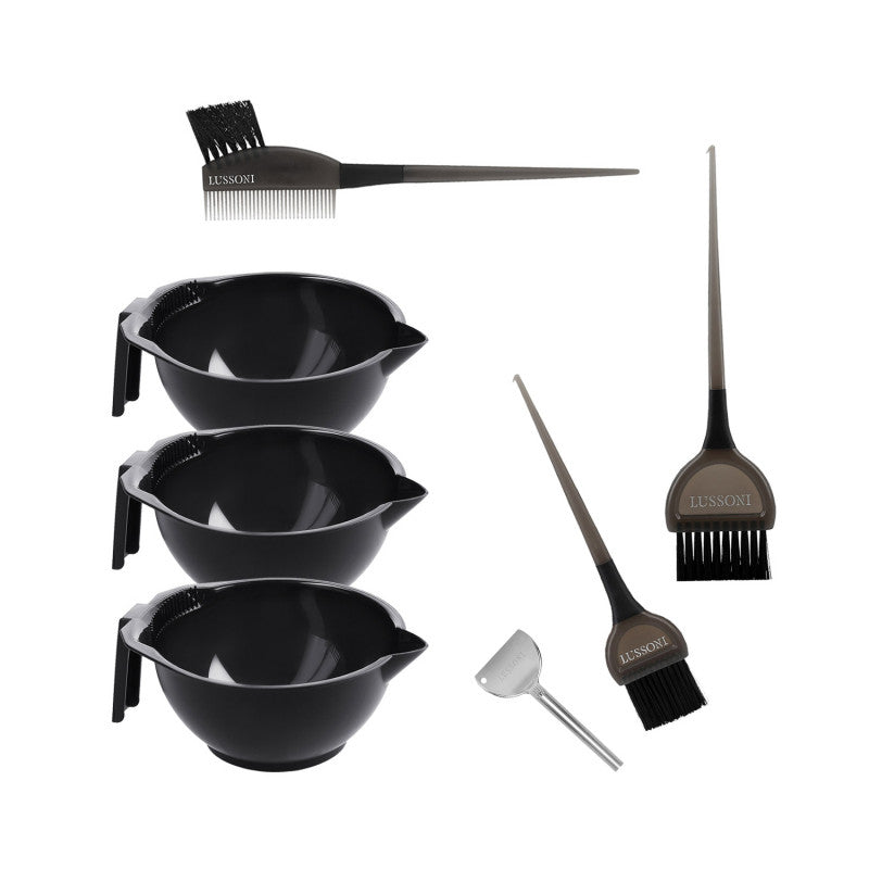 LUSSONI 7 Pcs Kit Coloration Cheveux: Bol à teinture, Pinceau à coloration, Presse-tube 