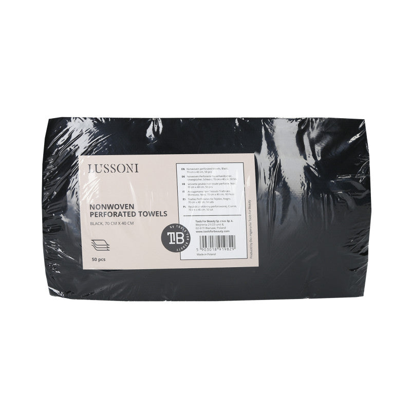 LUSSONI Serviette jetable non tissée perforée, Noir, 70 cm x 40 cm, 50 pcs