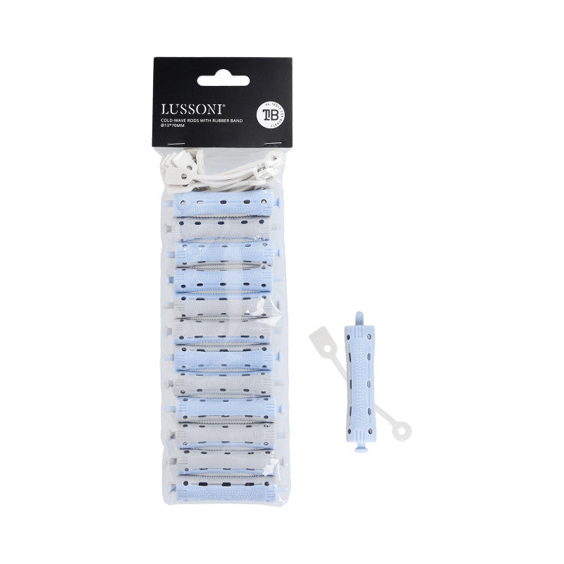 LUSSONI Bigoudis pour permanente à froid avec élastique, Ø13x70mm, 12 pièces