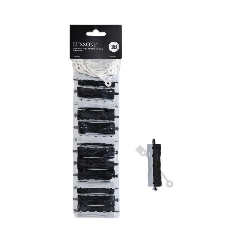 LUSSONI Bigoudis pour permanente à froid avec élastique, Ø16x70mm, 12 pièces