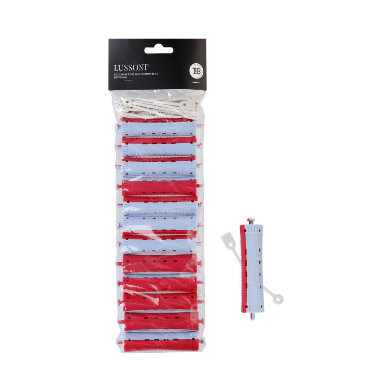 LUSSONI Bigoudis pour permanente à froid avec élastique, Ø19x91mm, 12 pièces