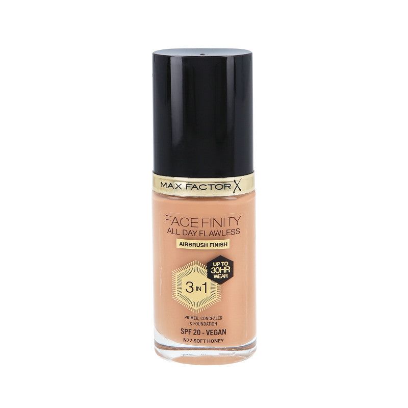 MAX FACTOR FACEFINITY ALL DAY FLAWLESS 3in1 30H Fondotinta SPF20 N77 SOFT HONEY 30ml