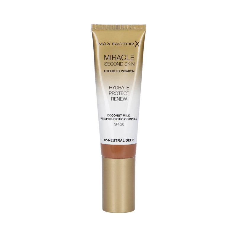 MAX FACTOR MIRACLE SECOND SKIN Fond de Teint Hydratant SPF20 012 Natural Deep 30ml