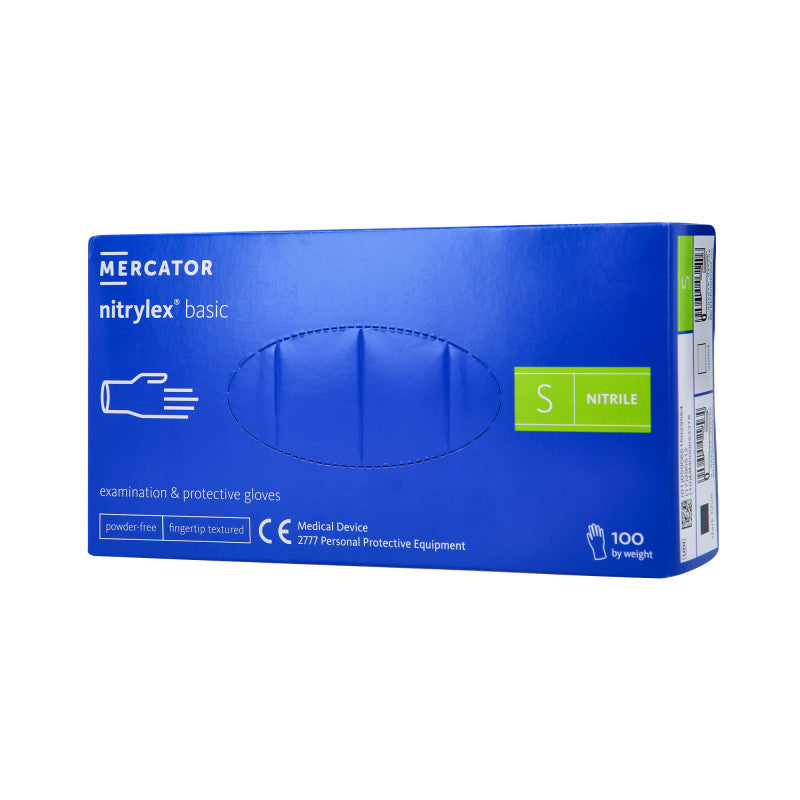 MERCATOR MEDICAL NITRYLEX BASIC, Gants en nitrile, jetables, bleus, 100 pièces, taille S