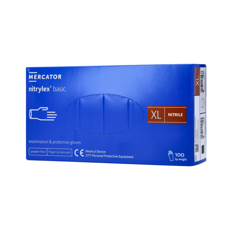 MERCATOR MEDICAL NITRYLEX BASIC, Gants en nitrile, jetables, bleus, 100 pièces, taille XL
