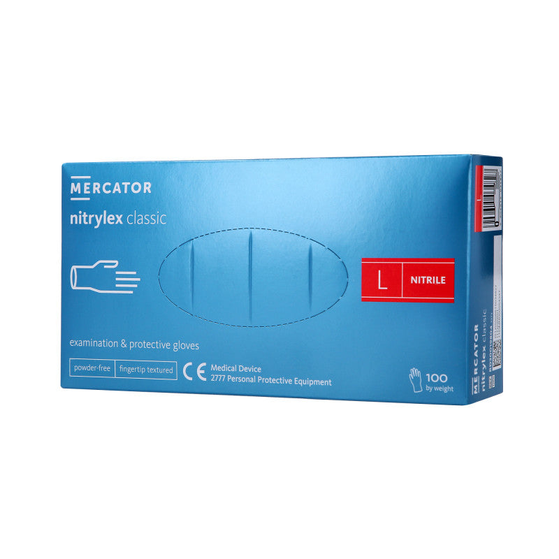 MERCATOR MEDICAL NITRYLEX CLASSIC, Gants en nitrile, jetables, bleus, 100 pièces, taille L