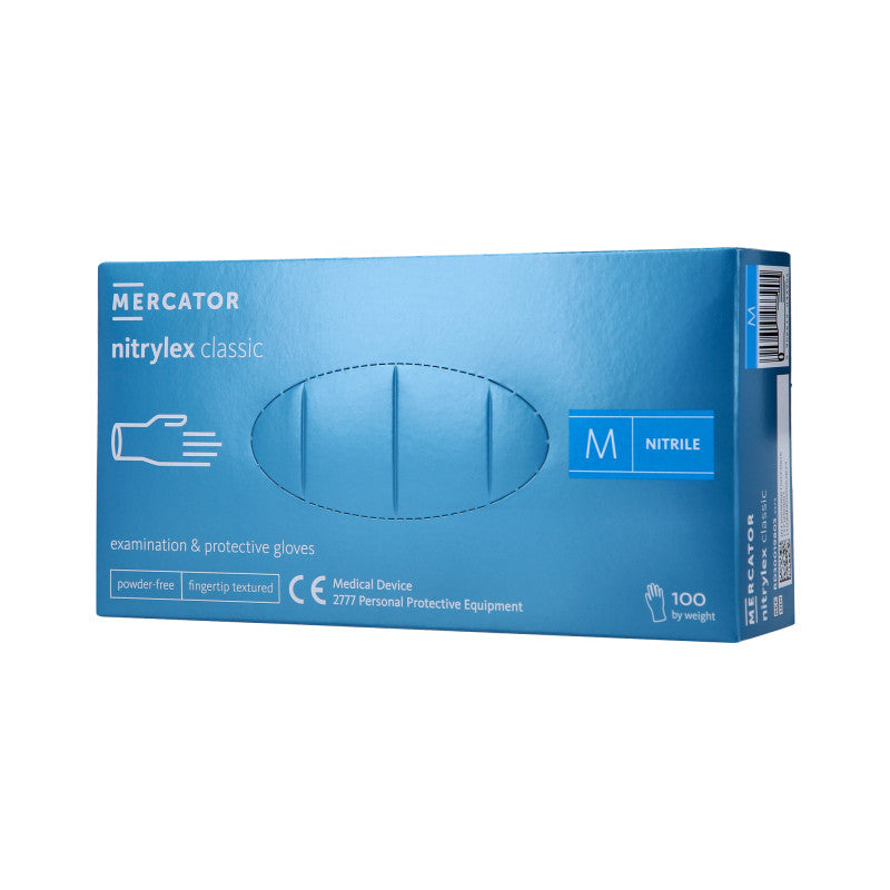 MERCATOR MEDICAL NITRYLEX CLASSIC, Gants en nitrile, jetables, bleus, 100 pièces, taille M