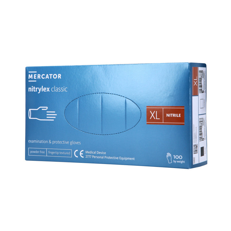 MERCATOR MEDICAL NITRYLEX CLASSIC, Gants en nitrile, jetables, bleus, 100 pièces, taille XL