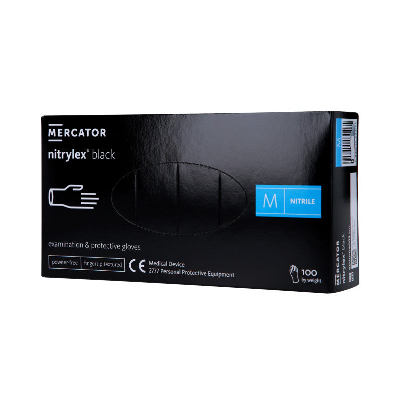 MERCATOR MEDICAL NITRYLEX, Gants en nitrile, jetables, noirs, 100 pièces, taille M