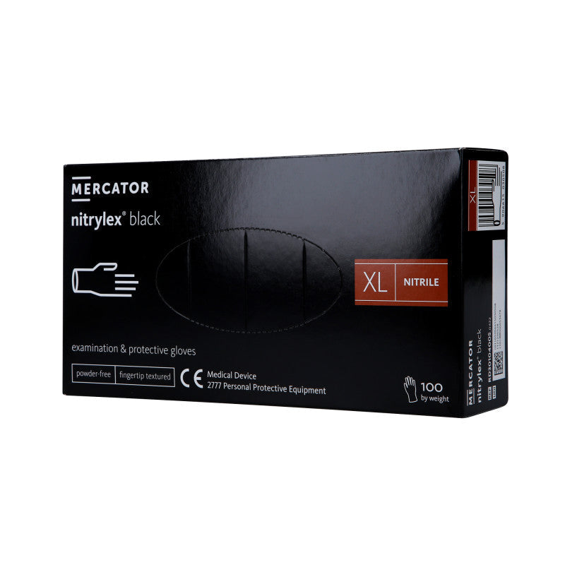 MERCATOR MEDICAL NITRYLEX, Gants en nitrile, jetables, noirs, 100 pièces, taille XL