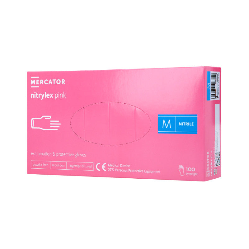 MERCATOR MEDICAL NITRYLEX, Gants en nitrile, jetables, roses, 100 pièces, taille M