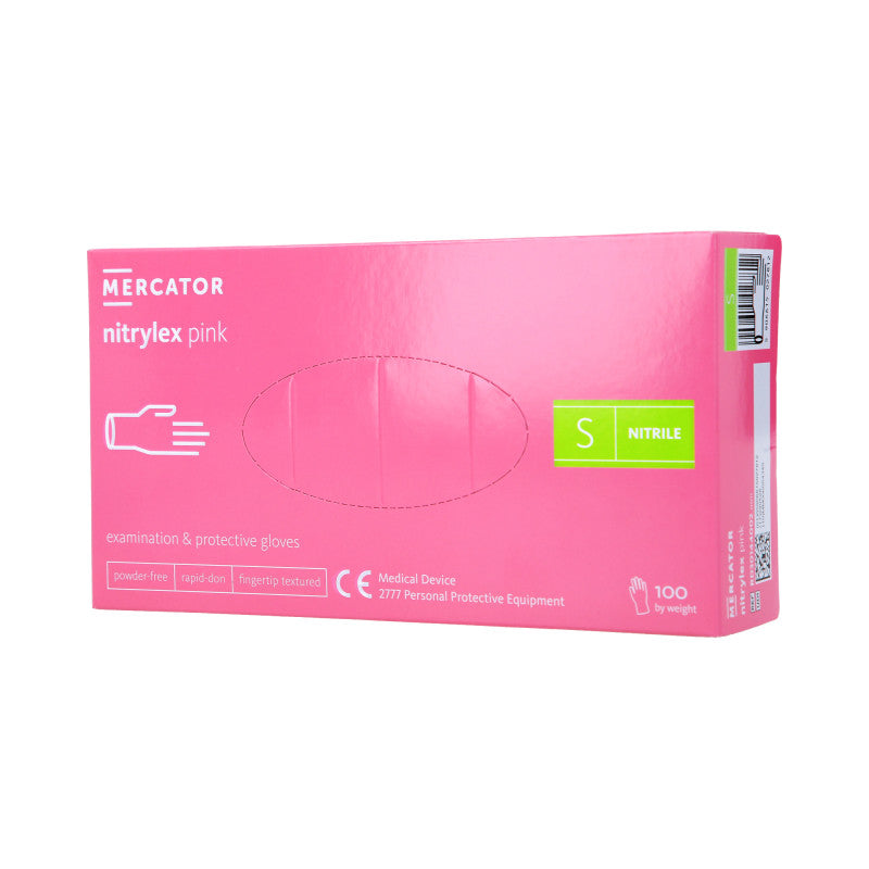MERCATOR MEDICAL NITRYLEX, Gants en nitrile, jetables, roses, 100 pièces, taille S