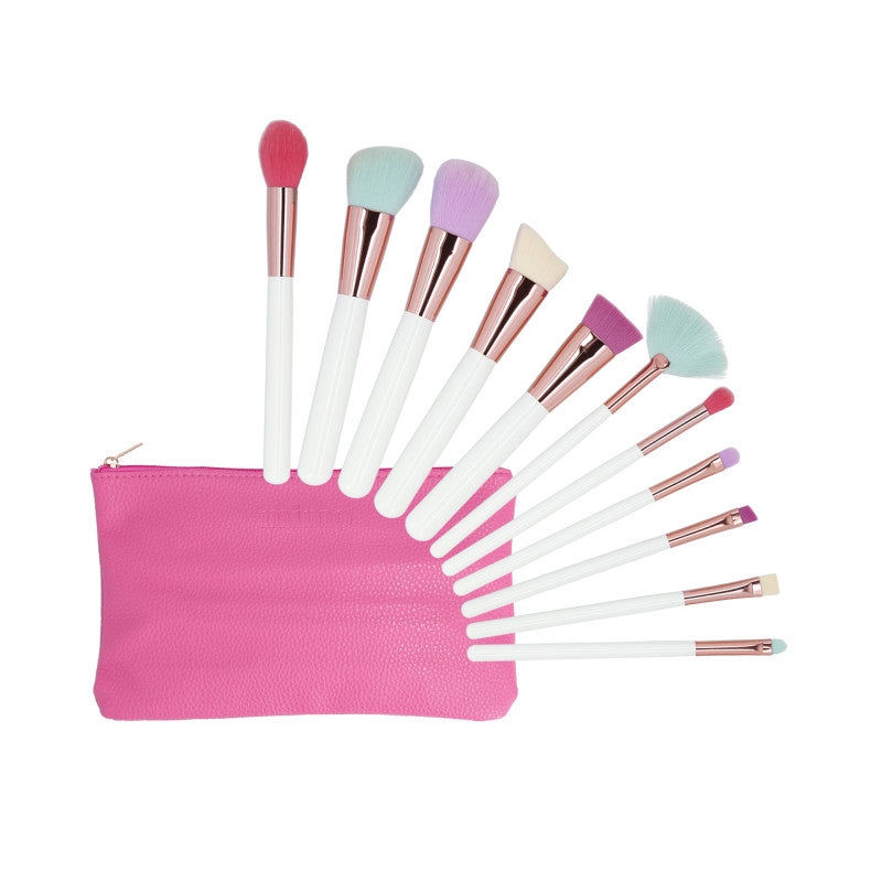 MIMO Set de 11 pinceaux à maquillage avec étui, Multicolore