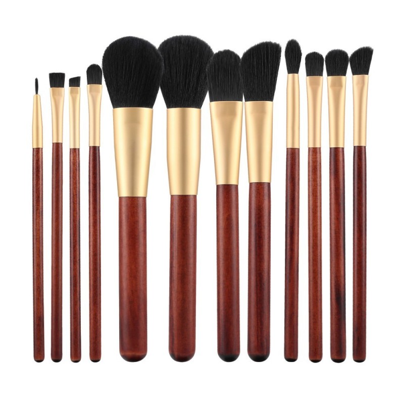 MIMO Set de 12 pinceaux à maquillage, marron
