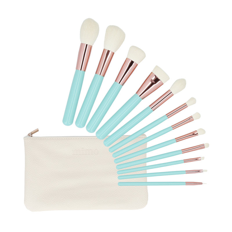 MIMO Set de 12 pinceaux à maquillage avec étui, Turquoise