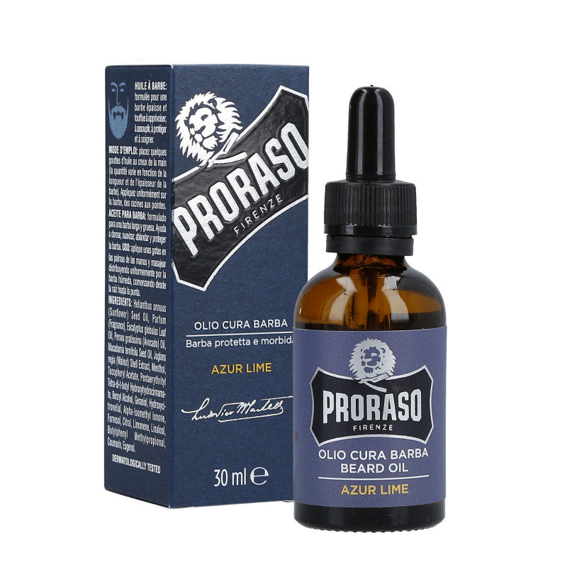 PRORASO SINGLE BLADE Azur Lime Huile à Barbe 30ml