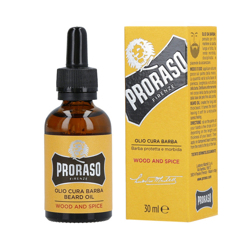 PRORASO SINGLE BLADE Huile à Barbe Bois Et Épices 30ml
