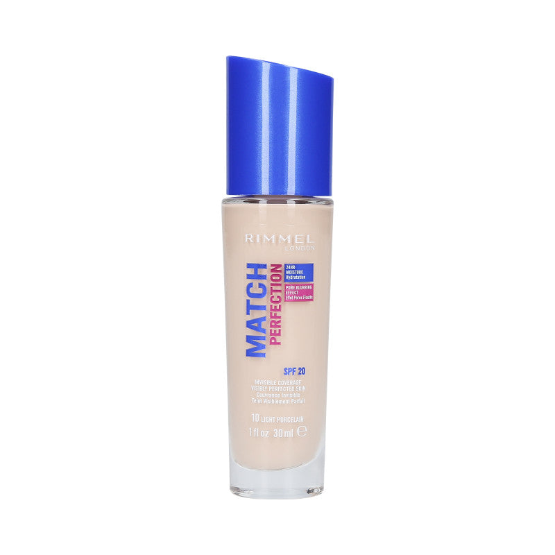 RIMMEL MATCH PERFECTION Fond de Teint Opaque SPF20 010 Porcelain 30ml
