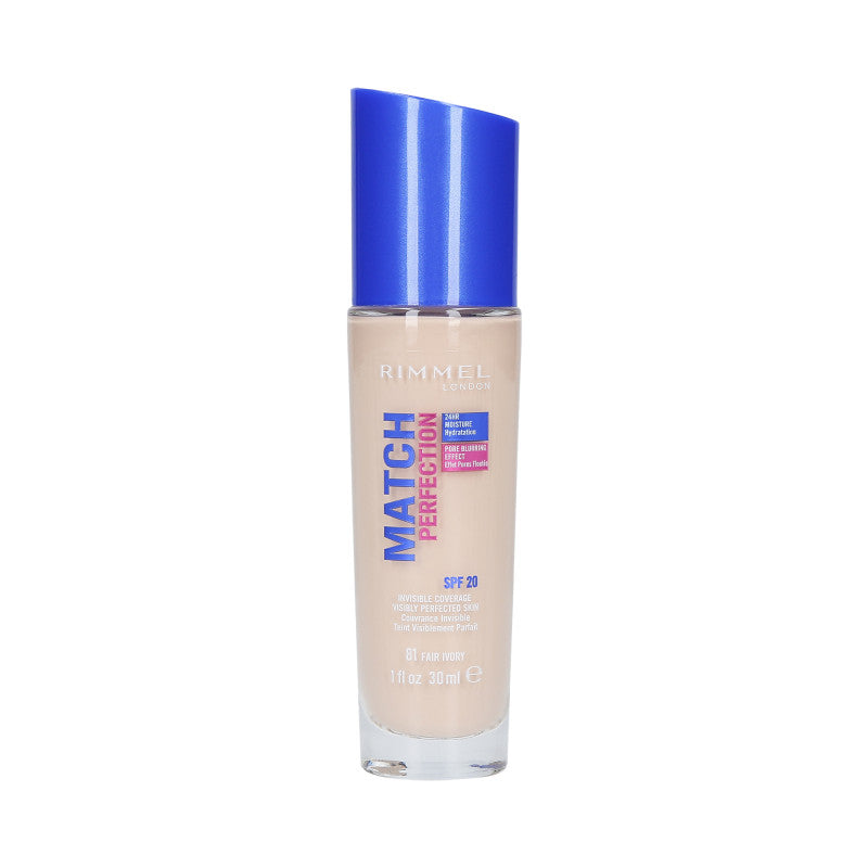 RIMMEL MATCH PERFECTION Fond de Teint Opaque SPF20 081 Fair Ivory 30ml