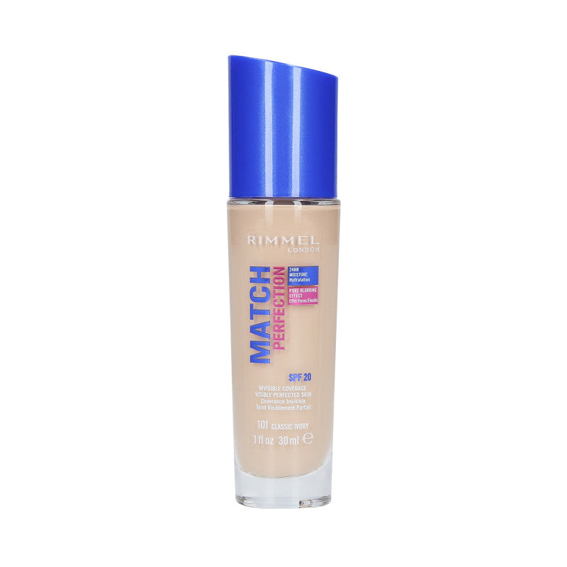 RIMMEL MATCH PERFECTION Fond de Teint Couvrant SPF20 101 Classic Ivory 30ml