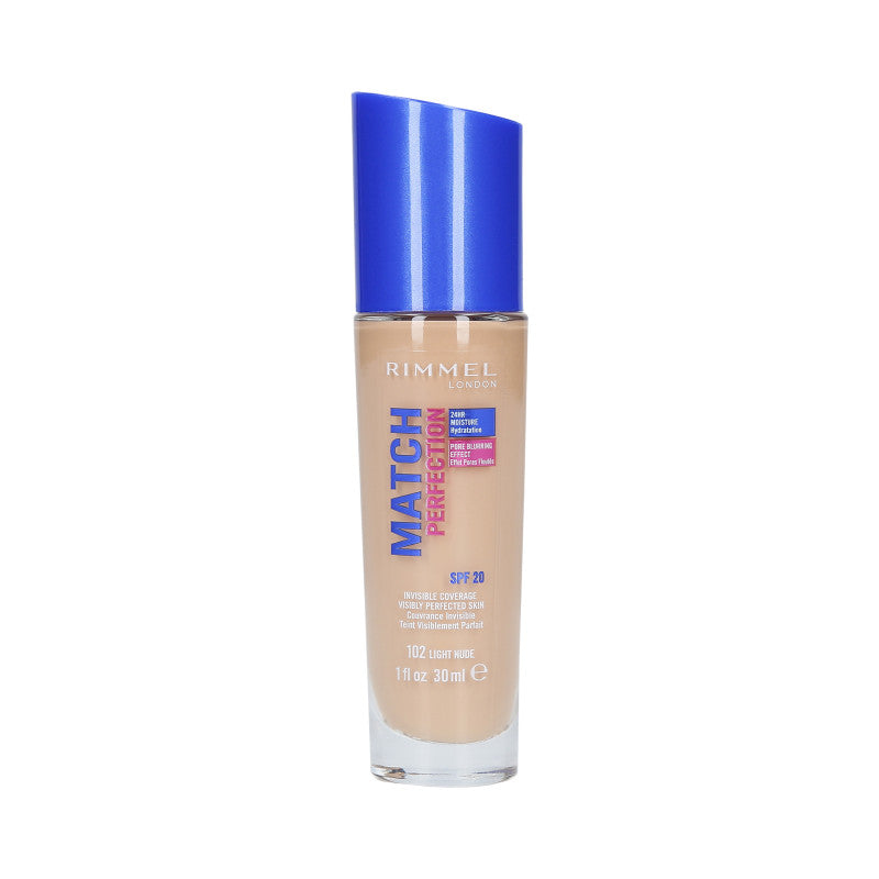 RIMMEL MATCH PERFECTION Fond de Teint Opaque SPF20 102 Light Nude 30ml