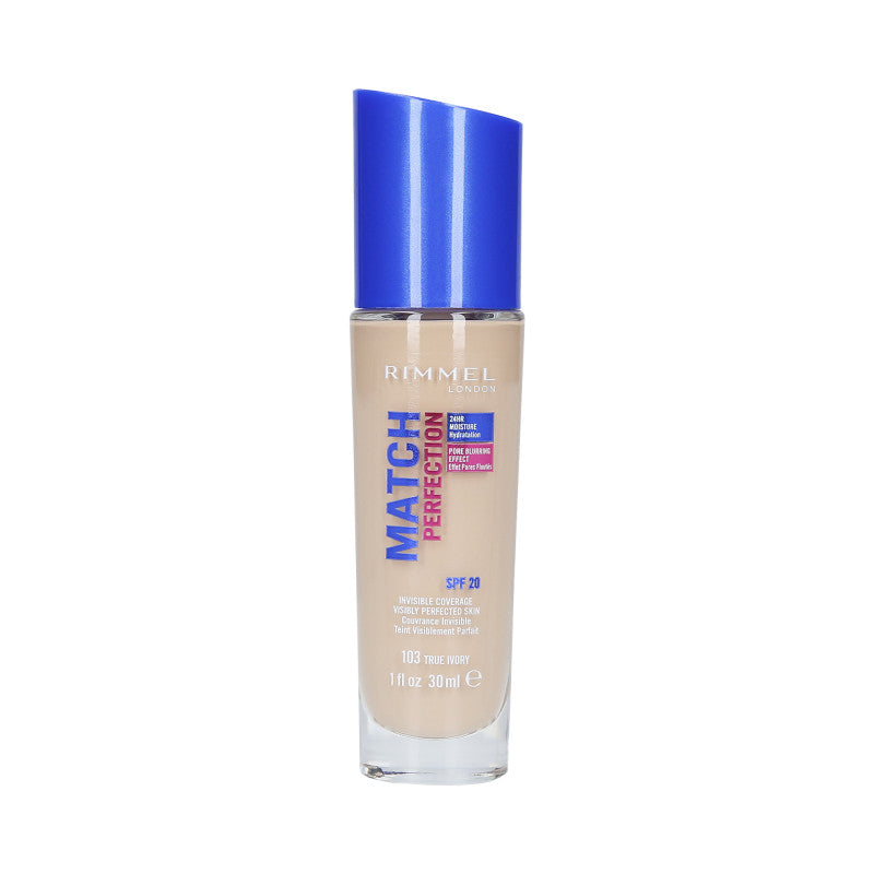 RIMMEL MATCH PERFECTION Fond de Teint Opaque SPF20 103 True Ivory 30ml