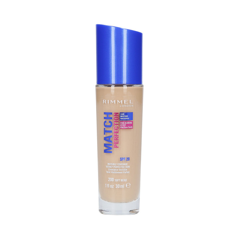 RIMMEL MATCH PERFECTION Fond de Teint Couvrant SPF20 200 Soft Beige 30ml