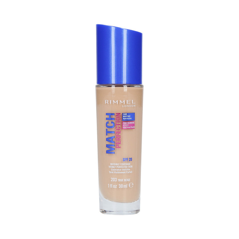 RIMMEL MATCH PERFECTION Fond de Teint Opaque SPF20 203 True Beige 30ml