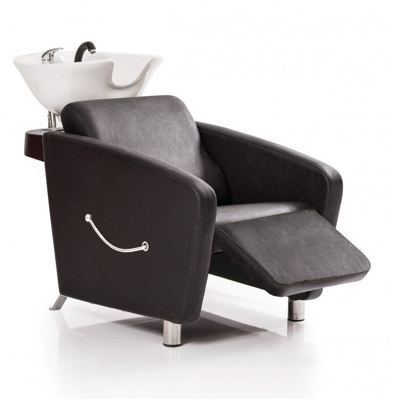 SAKAI LUXOR Gant de toilette avec fauteuil et repose-pieds, noir et blanc