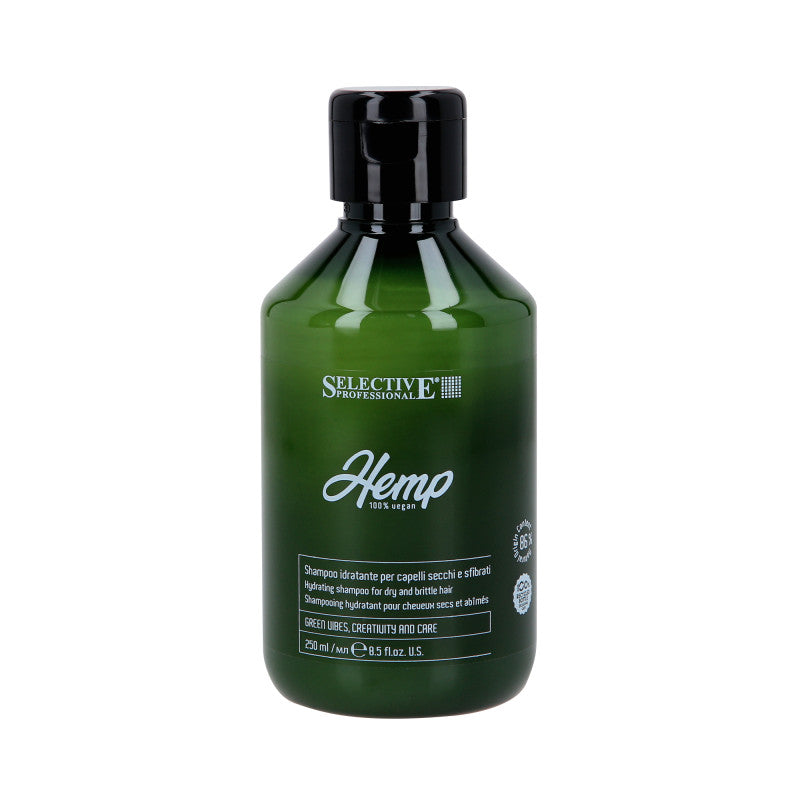 SELECTIVE HEMP VEGAN Shampoing hydratant pour cheveux à l'huile de graines de chanvre 250 ml